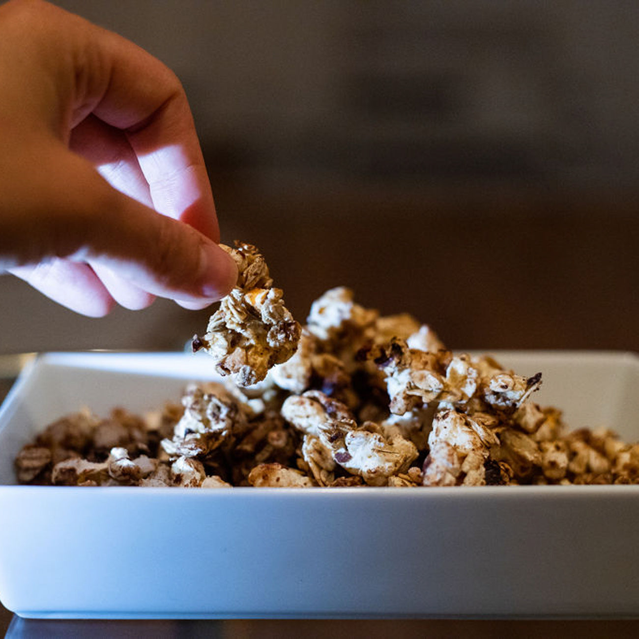 Granola Popcorn, amande et chocolat