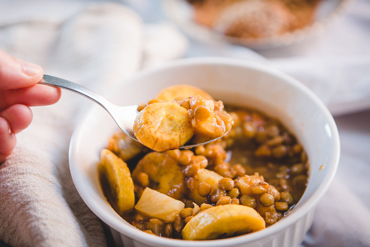 Soupe de lentilles aux fruits grillés