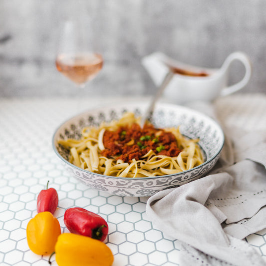 Grilled vegetable and camelina bolognese